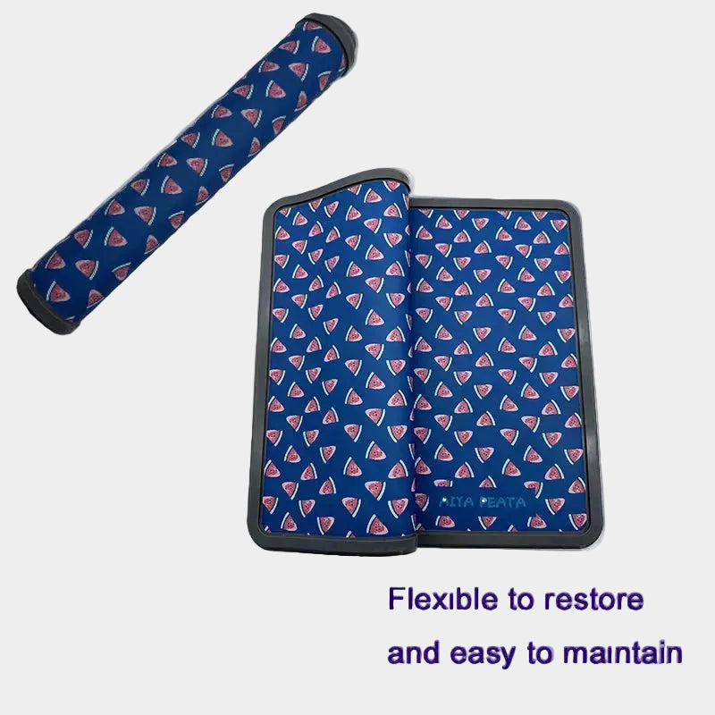 Watermelon Camo Pattern Silicone Pet Feeding Mat, Non-Slip Waterproof Puppy Food Water Placemat For Dogs And Cats